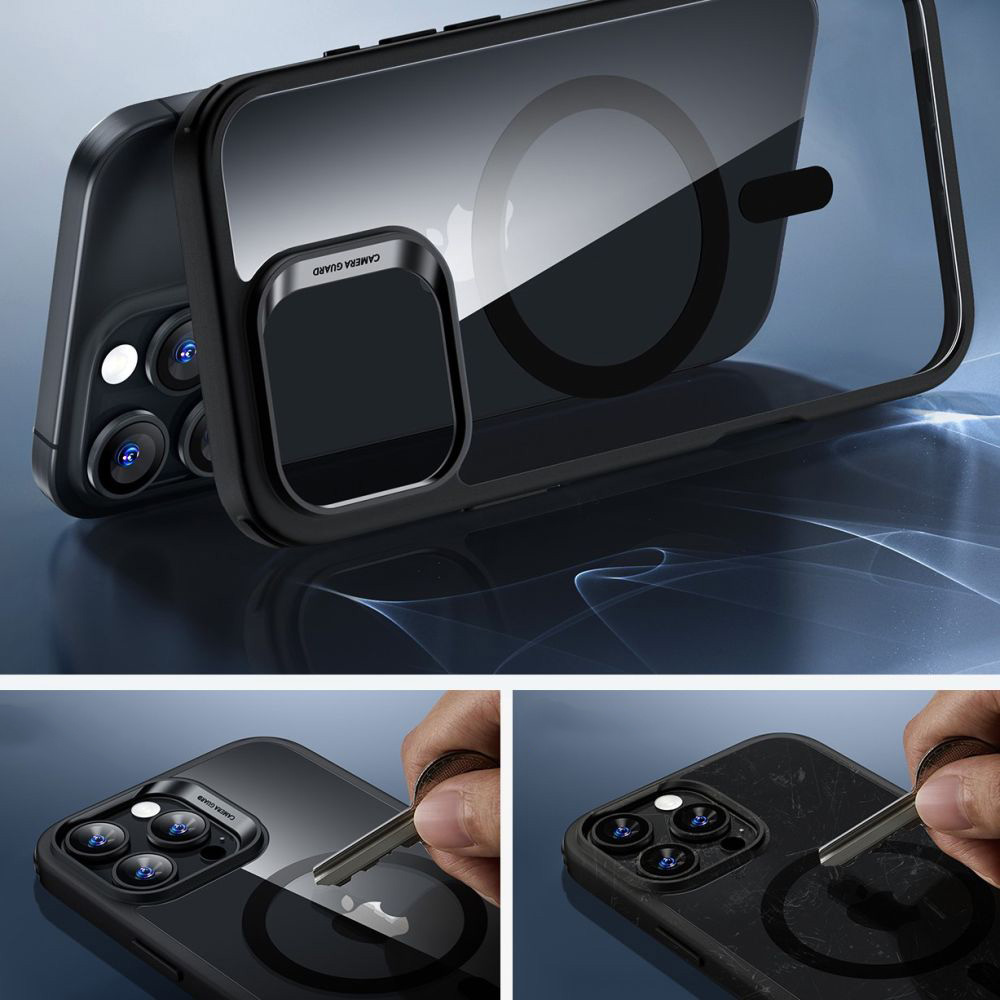 Zestaw Etui + Szkło hartowane, ESR Classic Hybrid Halolock do iPhone 16 Pro do MagSafe, przezroczysto-czarne